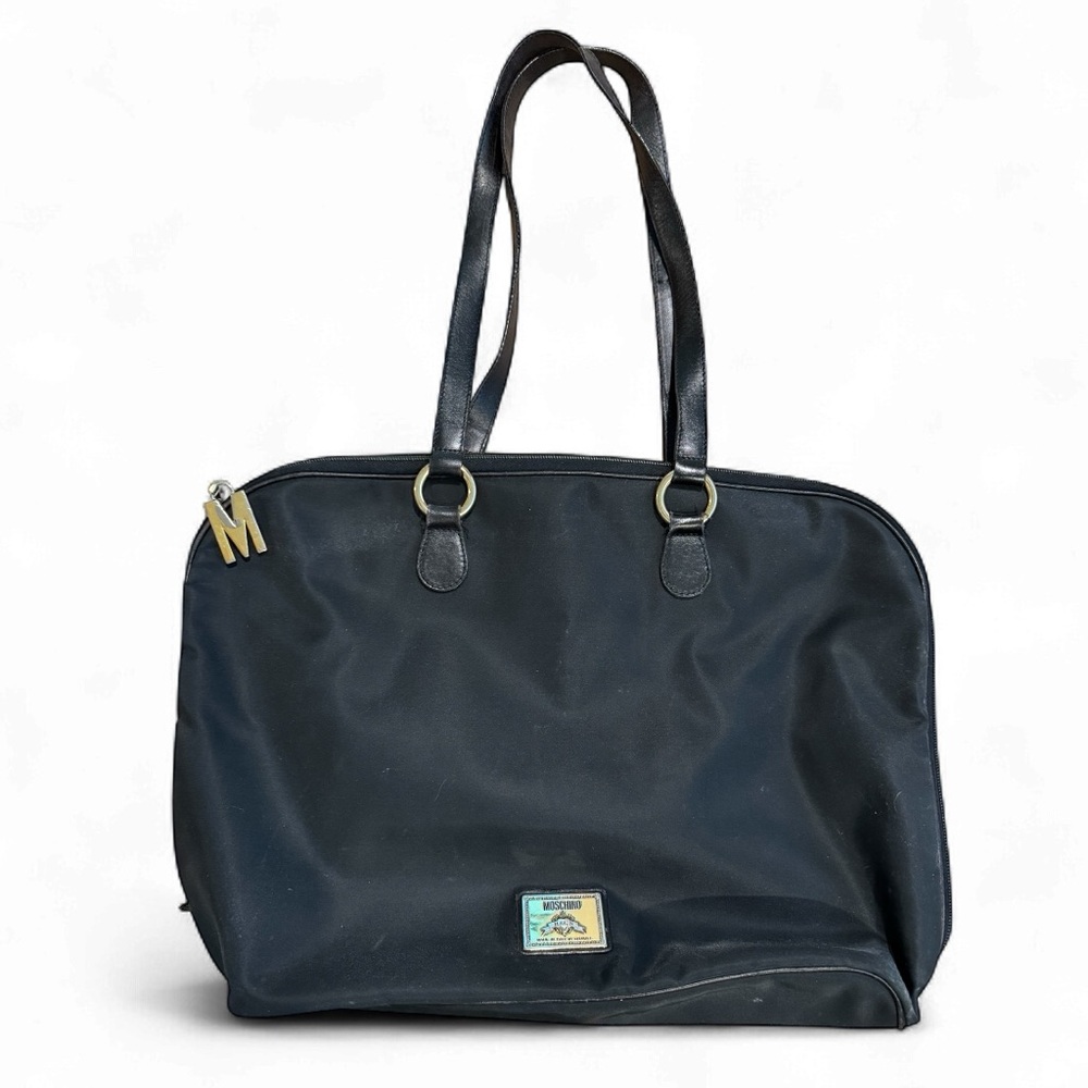Moschino Vintage Black Nylon Tote Bag